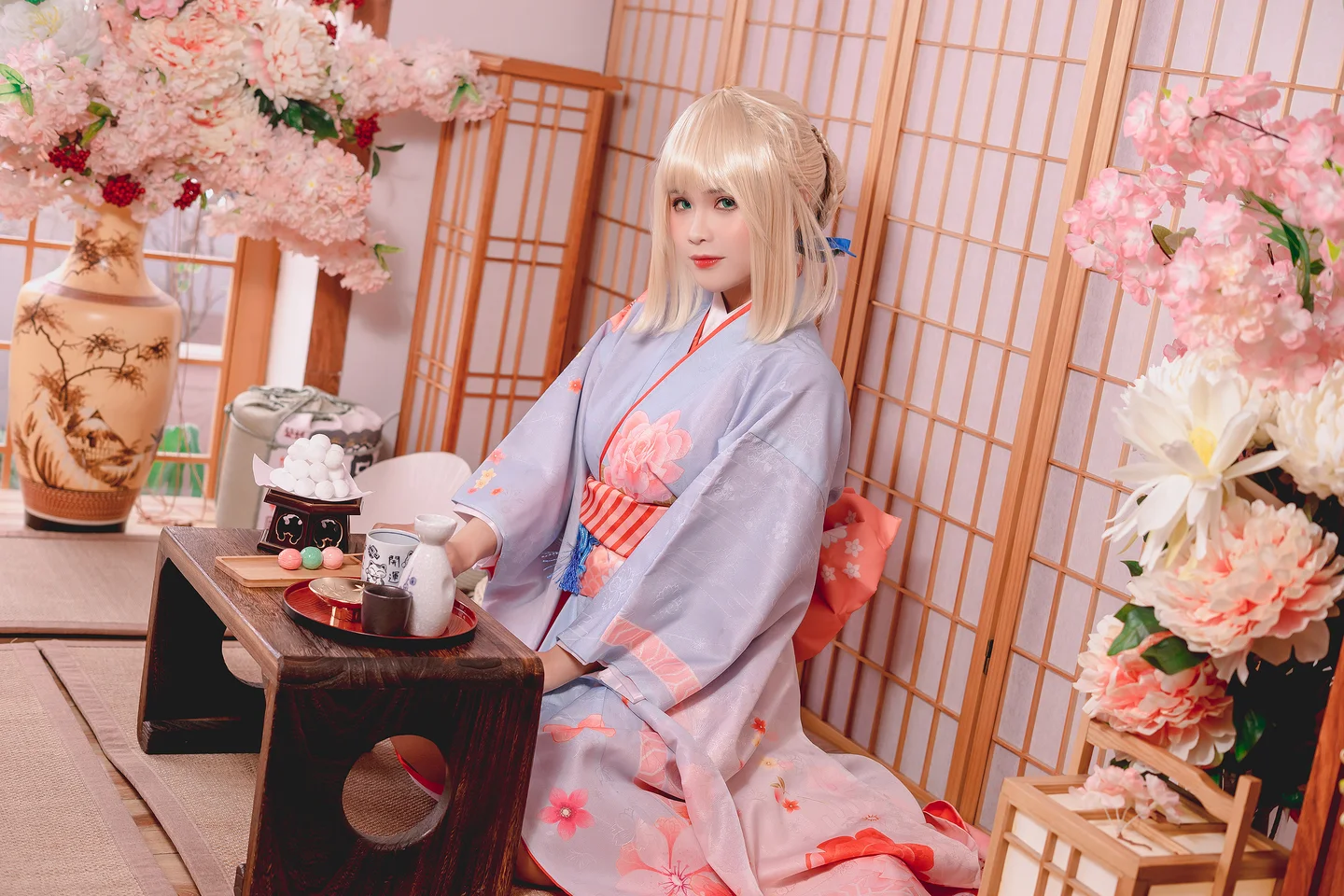 Pyon_Lay - Saber Kimono [34P,1V-220MB] tg@simisebaisi 【丝足阁】001.webp